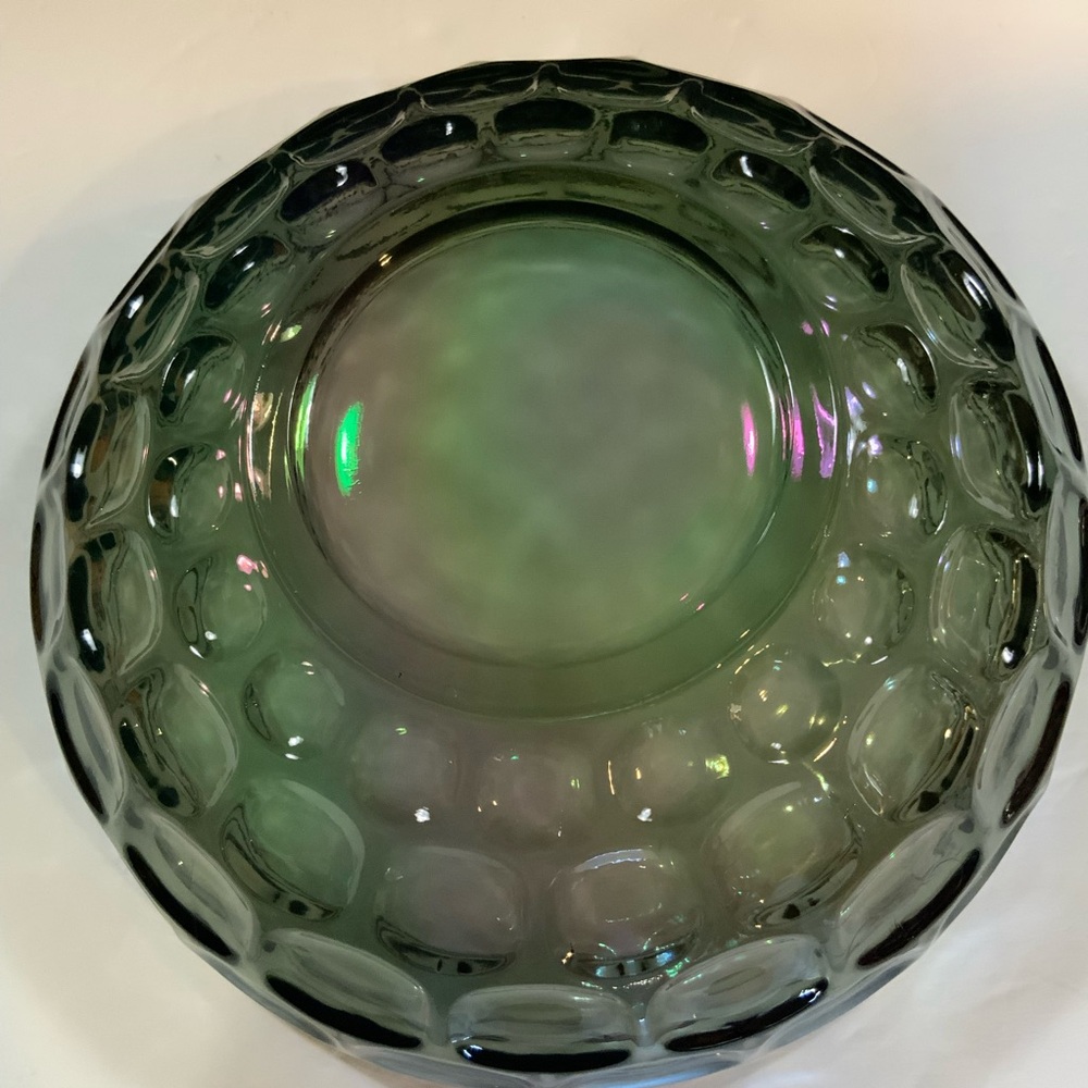 Vtg Federal Indiana Glass Bowl Iridescent Carnival Thumbprint Mid Century #18 - Picture 5 of 6